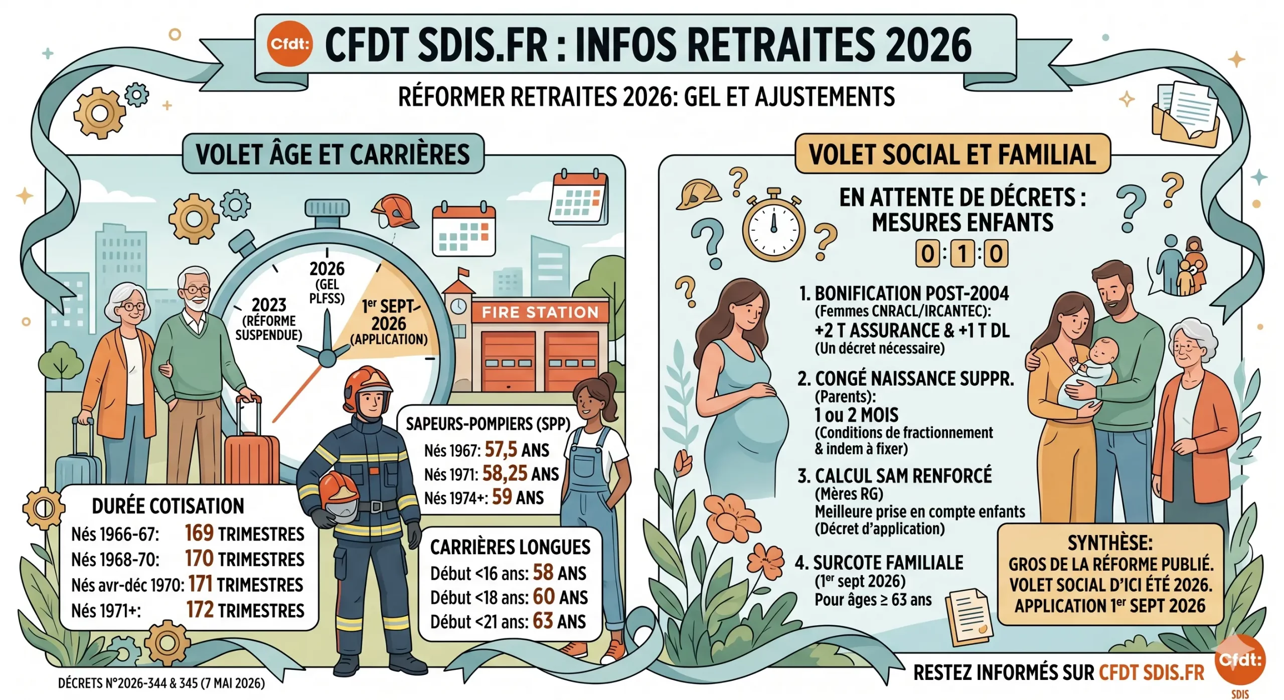 Retraites 2026 : une synthèse visuelle pour comprendre les nouveaux calendriers de départ et les mesures sociales en attente. Un outil pratique pour faire le point sur vos droits et les évolutions à venir au 1er septembre.