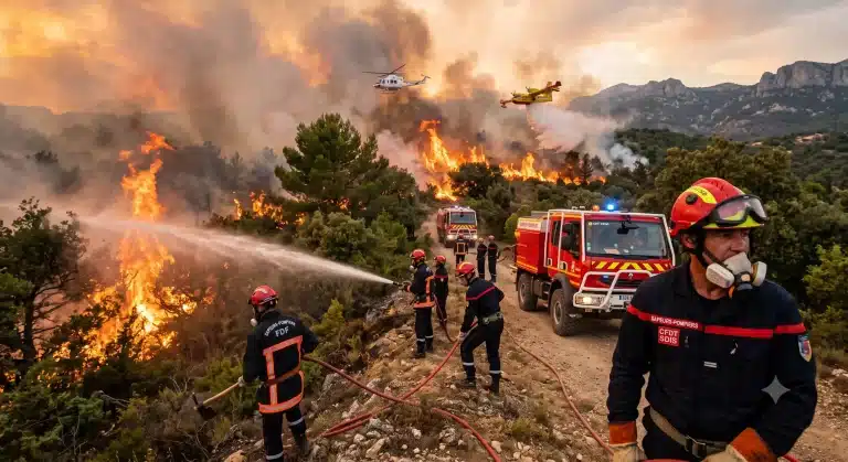 Intervention sur un feu de forêt majeur : l'engagement des sapeurs-pompiers face à une saison 2026 d'une intensité exceptionnelle.