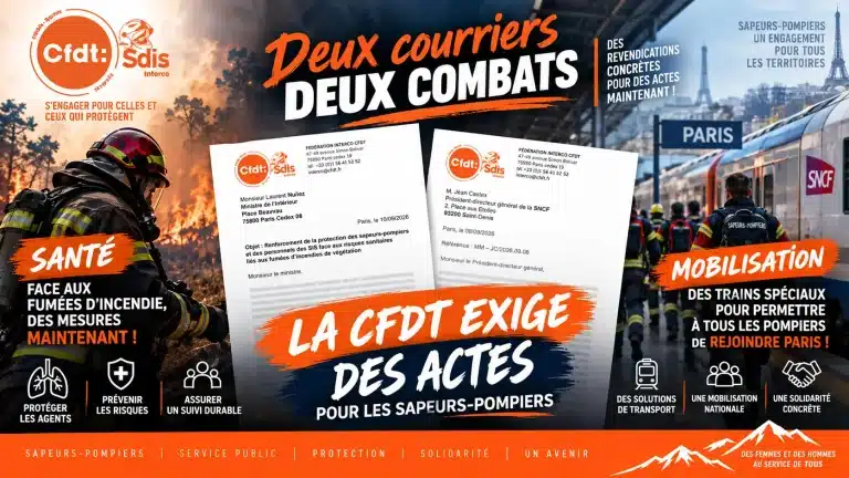 CFDT Sdis – Deux courriers pour la santé et la mobilisation des sapeurs-pompiers