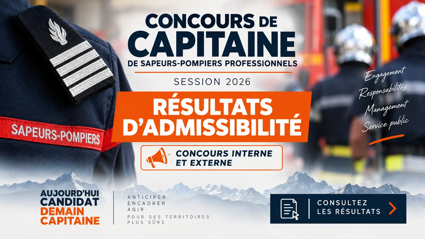 Résultats d’admissibilité des concours interne et externe de Capitaine de sapeurs-pompiers professionnels